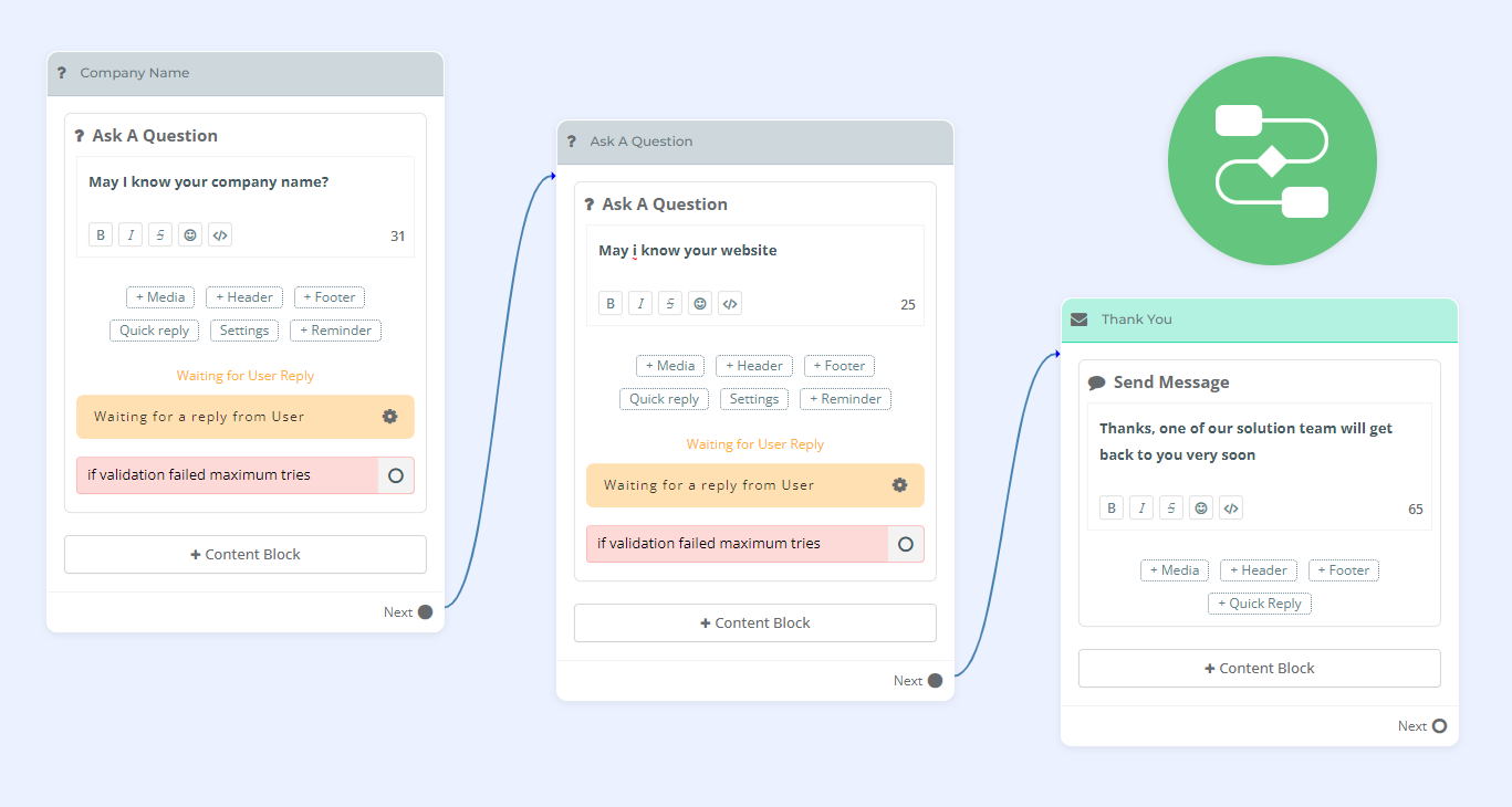 Create Chatbots with Drag & Drop Builder